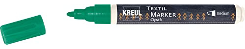 KREUL 92767 - Textil Marker Opak medium, grün, mit Rundspitze, Strichstärke circa 2 bis 4 mm, deckender Stoffmalstift zum Gestalten von hellen und dunklen Stoffen, waschecht nach Fixierung