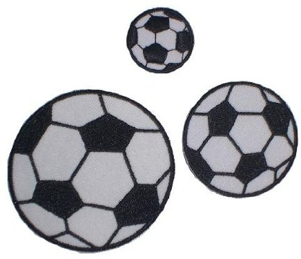 alles-meine.de GmbH 3-er Set Fußball Bügelbild Aufnäher Applikation Fussball Ball Tor Bälle Emblem - Fußballer Fußballspiel/Verein
