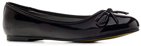 Andrés Machado - Ballerines pour Femmes/Filles à Talons Plats et nœud décoratif - TG104 - Chaussures Plates pour l´éte et l´Hiver - Ballerines en Vernies - Noir EU 43