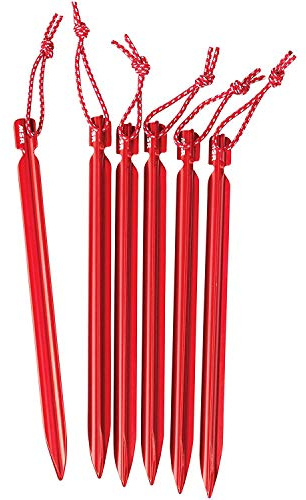 MSR Groundhog Tent Stake Kit, 6-Pack, Mini - 6-Inch , Red