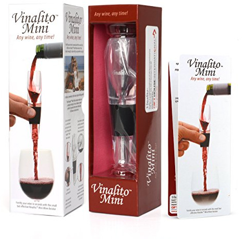 Vinalito Mini aireador de vino y jarra de decantador con bolsa de viaje de terciopelo transparente