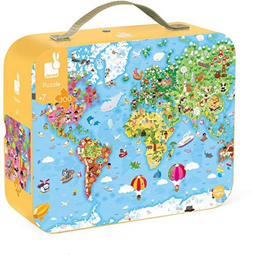 Jura Toys J02775 Janod Hat Giant World Map Puzzle Box