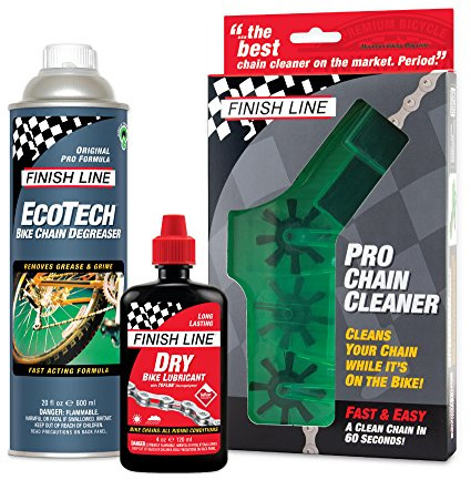Finish Line Shop Quality Bicycle Chain Cleaner Kit – Deep Scrubbing Chain Cleaner, EcoTech Degreaser and Dry Lubricant for Efficient, Clean and Smooth Drivetrain Performance
