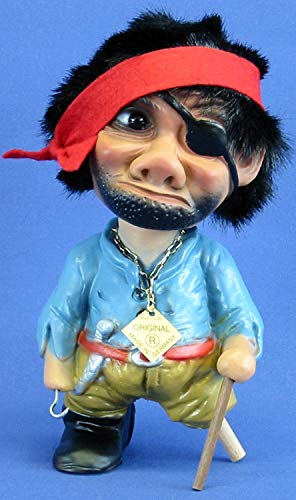 RAKSO Souvenir Wackel Figur Pirat groß Wackelfigur Deko Sammlerfigur Original mit beweglichem Kopf H 22 cm