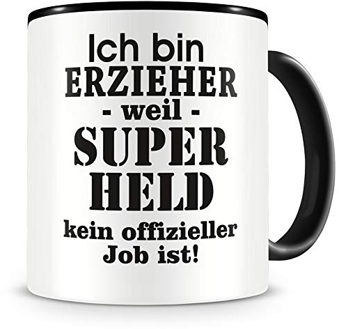 Samunshi® Erzieher Tasse mit Spruch Geschenk für Erzieher Mann Frau Kaffeetasse groß Lustige Tassen zum Geburtstag schwarz 300ml