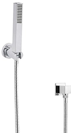 MILANO Square Hand Shower Handset Wall Bracket Outlet Elbow Chrome