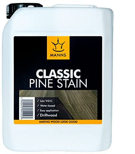 Manns Classic Pine Stain 5L - White - Water-Based Wood Stain for Interior Softwood