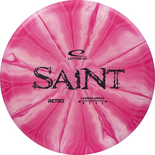 Latitude 64 Retro Burst Saint Disc Golf Distanztreiber | Frisbee Golf Distanztreiber | 170 g Plus | Anfängerfreundlich, einfach zu werfen, Stempelfarbe und Burst-Muster variieren (rot)