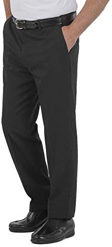 Jolliman Men’s Quality Plus High Waist Black Trousers Pants Casual Business Office Work Home Smart Dress 32-60 Waist 44W / 31L
