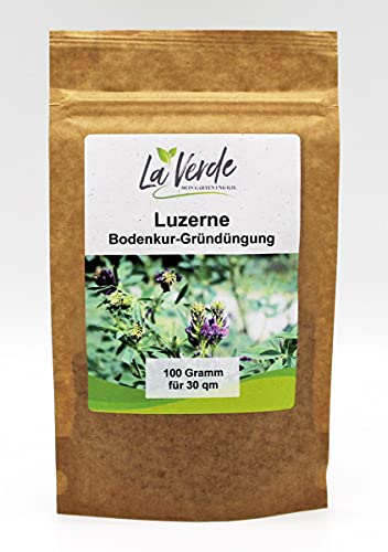 La Verde MEIN GARTEN UND ICH. Luzerne Samen 100g für 30m², Bodenkur, mehrjährige Gründüngung, tiefwurzelnd, Saatgut ohne Gentechnik