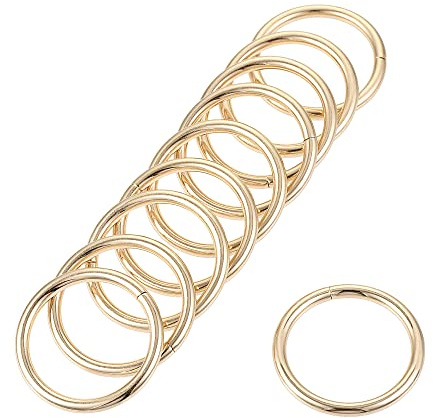 sourcing map 20 Stück O Ringe 1(25mm) Metall für Riemen Taschen Gürtel DIY Handwerk Gold Ton