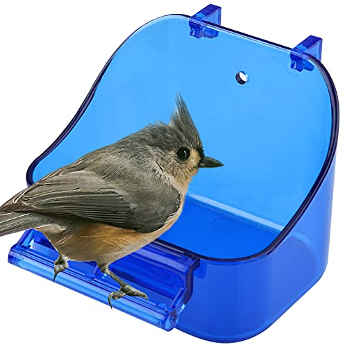 Bird Bath for Cage Bird Bath Box Bird Bath Tub Bird Box Parrot Bath Tub Shower Box Bird Cage Accessory Supplies for Little Bird Canary Budgerigar Parrots Crested Myna Cockatiel Lovebird Blue (blue)