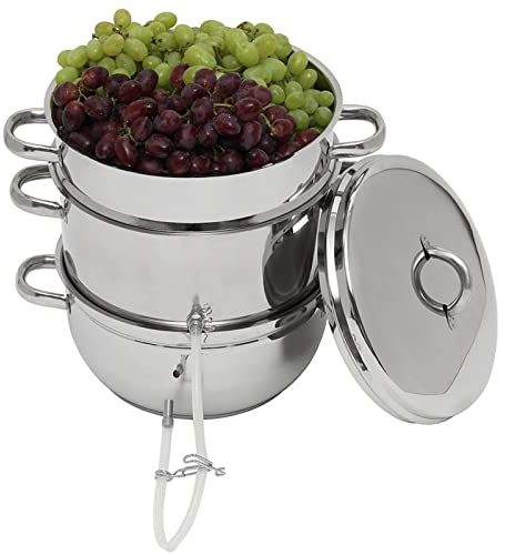 304 Edelstahl Saftdampfer Mit Deckel, Schlauch, Klemme, Schlaufengriffe, Obst Gemüse Entsafter Dampfer Multipot Küche Kochgeschirr Zum Herstellen Von Saft, Gelee, Pasta (11 Qt)