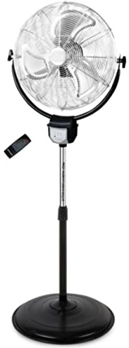 Suinga Ventilador industrial 2 en 1: pie y pared, función oscilante, mando a distancia, 50 cm de diámetro, 3 velocidades, altura regulable hasta 140 cm, 120 W de potencia.