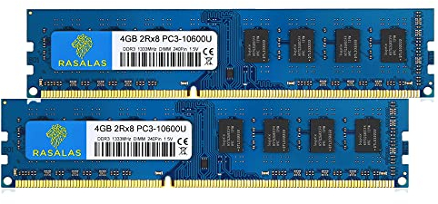 8GB Kit (2X4GB) PC3-10600U DDR3 10600 1333MHz PC3-10600 4GB 2Rx8 240-pin UDimm CL9 1,5V Desktop RAM Arbeitsspeicher…