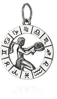 NKlaus Kettenanhänger Sternzeichen Jungfrau 925 Silber Horoskop 25mm Zodiak Anhänger 11111