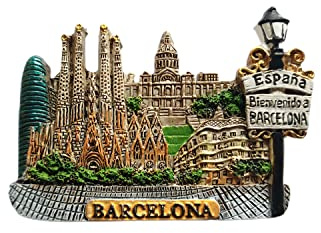 3D-Kühlschrankmagnet mit Wahrzeichen von Barcelona, Spanien, Souvenir, Geschenk, handgefertigt, Barcelona-Kühlschrankmagnet, Heim- und Küchendekorationssammlung