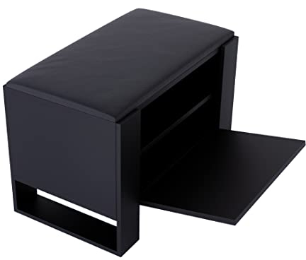 MRBLS Schuhschrank mit Sitzbank - Modernes Design & Robuste Qualität – Schuhregal Geschlossen Schuhbank Garderobenbank mit Sitzfläche Sitzpolster – erhältlich in 6 Farben (Schwarz Matt - Schwarz Matt)