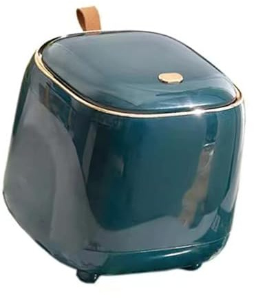 Mumusuki Mini Pattumiera da Appoggio con Coperchio, Tipo Push Pattumiera da Scrivania Piccola Pattumiera Secchiello da Tavolo per Bagno Camera da Letto Ufficio (Verde Scuro)