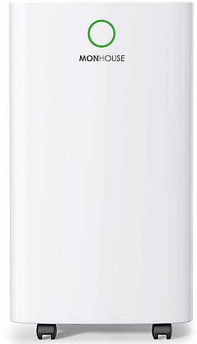 MONHOUSE 25L/Day Digital Dehumidifier - Large 4L Tank - Sleep Mode, 24 HR Timer For Office Or Home, Bedroom, Basement, Garage & Kitchen - Portable Electric Mould, Damp, Condensation Remover