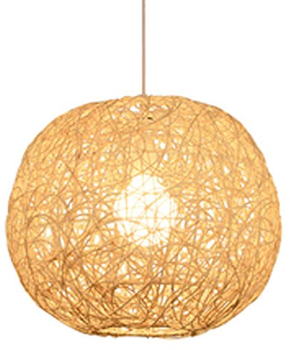 PHASZ Lampada a sospensione creativa sferica, per camera da letto, lampadario in vimini, decorazione minimalista in bambù, di lusso, arte fatta a mano, per camera dei bambini E26, corridoio,