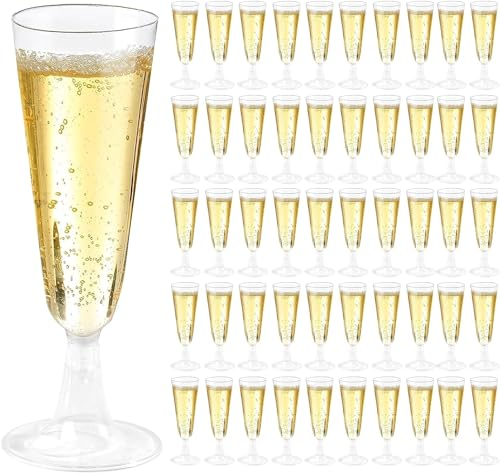 LWAIX Flute da Champagne in Plastica 160ml Bicchieri da Spumante Riutilizzabili per Feste Matrimoni Compleanni Halloween Natale 27Pcs (Trasparente)