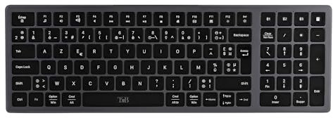 T'nB - Clavier sans Fil Français AZERTY, Connexion Bluetooth, Conception Ultra Fine, Batterie Rechargeable, Contrôle Multimédia intuitif, Compatible Windows et MacOs – Gris