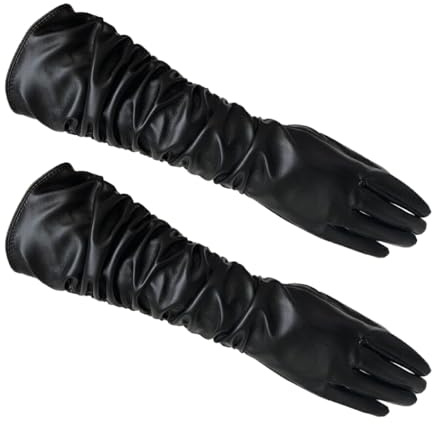 WUUISDNX Lange PU Lederhandschuhe für Damen