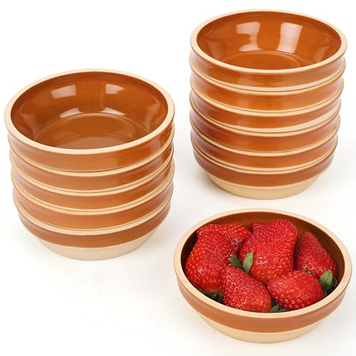 BELLE VOUS Set de Cazuelas de Barro - 12x Cazuela Pequeña para Tapas y Pinchos de 175 ml - Cazuelitas Individuales Apilables de Cocina para Horno - para Servir y Cocinar