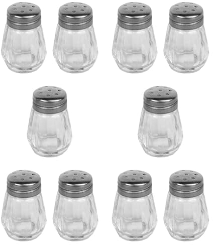 IMIKEYA Glass Salt Pepper Shakers 10Pcs Portable Mini Spice Bottles with Metal Lid Empty Seasoning Container for Home Restaurant BBQ Picnic