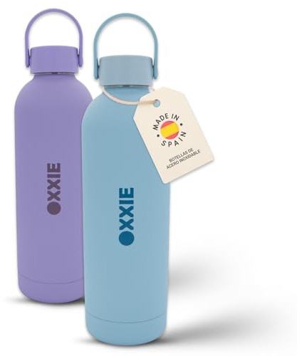 OXXIE Botella Termica 500ml | Botella de Agua de Acero Inoxidable Reutilizable | Botella de Agua Niños | Sin BPA | Isotérmica y Hermetica | Niños, Adultos, Deporte, Oficina, Yoga, Viaje (Blue)