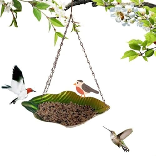CuiCanfla Aufhängen Vogelfutterstation, Metall Vogelfutterhaus für Vögel, Vogelfutterstation Vogeltränke mit Haken und Kette für Outdoor Garten Hof Terrasse