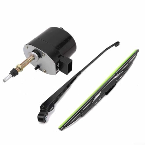 Elektrischer Scheibenwischer, DC 12 V, universeller Scheibenwischermotor mit 2 Stück 400 mm 105° Wischerblatt für Traktor, Boot, Wohnmobil