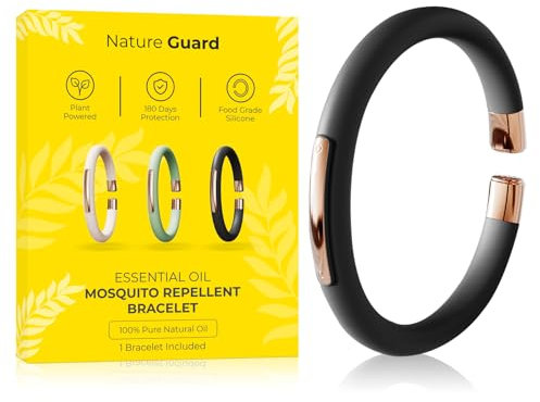 Nature Guard Mosquito Repellent Bracelet, Refillable Insect Repellent Bracelet with 6 Essential Oil Refills(2 Sticks per Pack), Deet-Free Mosquito Bands for Adults & Kids, Resealable Packaging.