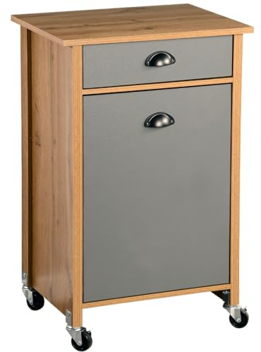 Kesper Carrito de Cocina con Sistema de separación de Basura, Material: Tablero de Fibra, Dimensiones: 50 x 79 x 37 cm, Color: marrón, Gris | 25528 13