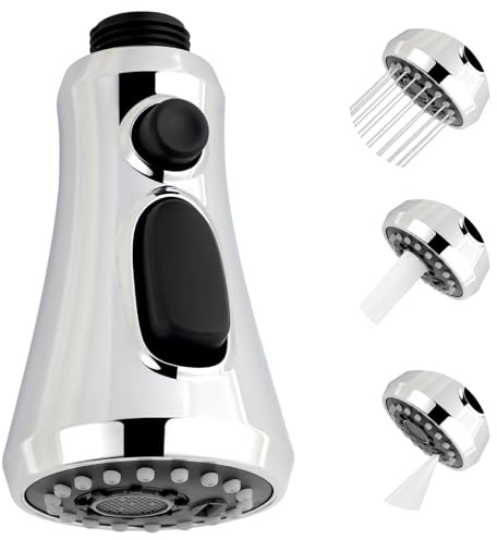 iFealClear 3-Mode Kitchen Tap Spray Head, Tap for Kitchen Sink Replacement, Pull Down Spray Head for Kitchen Faucet, Faucet Head Replacement, Sink Spray Nozzle, G1/2 inch, Chrome