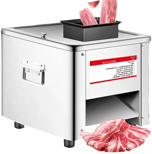 Trancheuse Electrique, Trancheuse à Jambon, Trancheuse Saucisson, Coupe-Viande En Bande en acier Inoxydable, Hachoir à Viande électrique pour les restaurants et les cantines,15mm