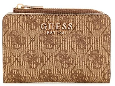GUESS Laurel Zip Around Card Case Latte Logo