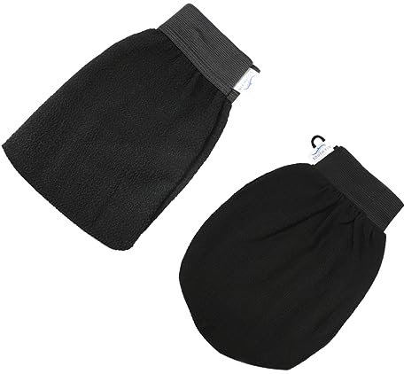 Beatifufu 2stücke Peeling-handschuhe Für Dusche Exfolierende Körperreinigungshandschuhe Sanft Zur Haut Für Bad Und Wellness Schwarze Farbausführung Langlebig Entfernung Von