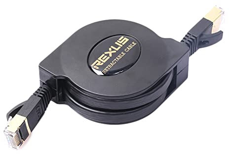 AJOHBM Retractable Ultra Flat Gold Plated CAT-7 10 Gigabit RJ45 Ethernet Cable For Modem Router LAN Network