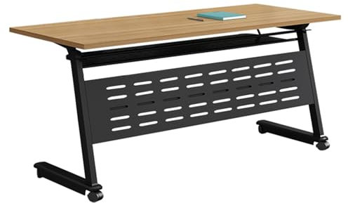 Rechteckiger klappbarer Konferenztisch mit Rollen und Klappdeckel, rollbarer Seminar-Tisch mit Leitblech, mobiler Trainingstisch für Konferenzraum, 2 Stück, 120 x 60 x 74,9 cm