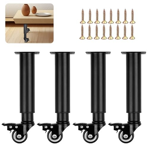 Mocoli Patas para Muebles, 4 Piezas Patas Ajustables para Muebles Patas Ajustables En Altura De 31-45 Cm para Muebles con Ruedas Giratorias Pies Ajustables para Muebles De Mesa Armario Sofá Cama