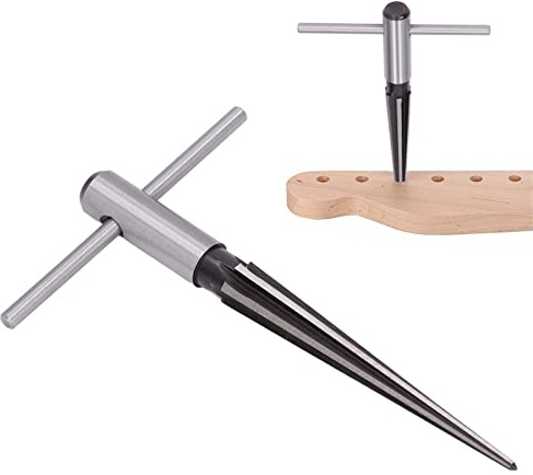 T Shape Handle Reamer, High Hardness High Speed Steel Tapered Reamer Handle Drilling Tool for Planks Chamfering Screw Sinking Holes (Round shank taper reamer 3-13mm)