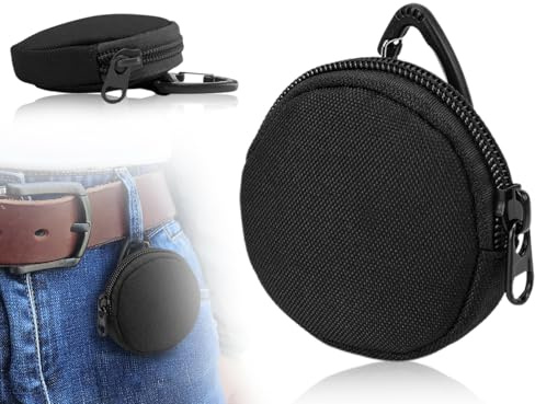 AOYEGIC Leckerlibeutel für Hunde,Futterbeutel Hundetraining,Snackbeutel,Münzgeldbörse,Portemonnaie,kleingeldbörse,münzbeutel mit Reißverschluss Karabiner,für Kopfhörer,Schlüssel Aufbewahren(Schwarz)