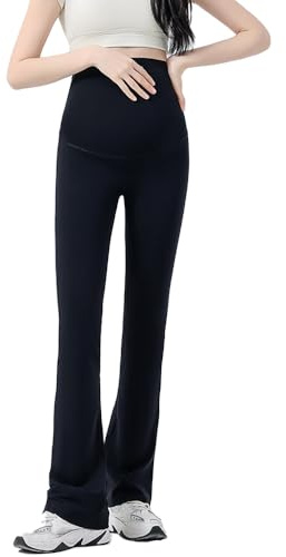 Hornice 1 Pack Maternity Leggings Black Yoga Pants Casual Jogging Pants Soft Tummy Support and Elastic Adjustable Waistband