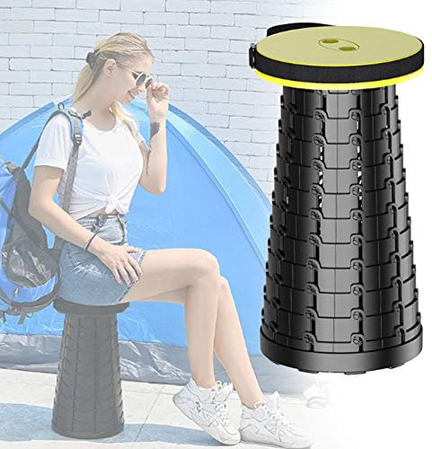 RBUDSPOLF Verstellbarer Campinghocker Tragbarer Klapphocker Teleskophocker, Leicht Und Robust, Für Erwachsene Outdoor Camping Wandern In Innenräumen, Maximale Belastung 150 Kg/Yellow
