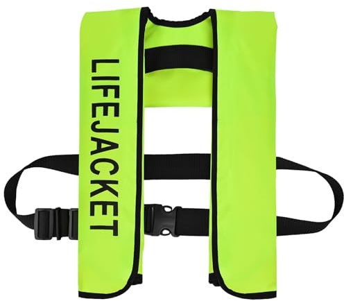 Meenoutt Chaleco de kayak automático para adultos, chaleco deportivo acuático para navegación, pesca, kayak, remo (amarillo fluorescente)
