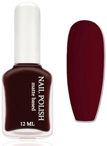Matte Nagellack Dunkelrot, 12 Ml Nagellack Schnelltrocknend, hoch pigmentiert Nagelack Rot, Nagelack Matt Ohne UV Lampe, Wasserdicht Regulärer Nail Polish Für Frauen DIY Nail Art Zu Hause