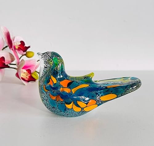 DECRZPB Farbige Glasur handgefertigt Glas Farbe Vogel Elster Taube Figur geblasenes Glas Briefbeschwerer Tischschmuck Heimdekoration