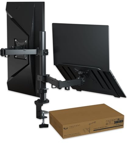 neatzon Laptop und Monitor Halterung – Monitorarm mit Notebook-Ablage bis 8 kg, Bildschirmhalterung Schreibtisch für 1 Monitor (13–27 Zoll) & Laptop (bis 17”), Höhenverstellbar NZ-ARM-02